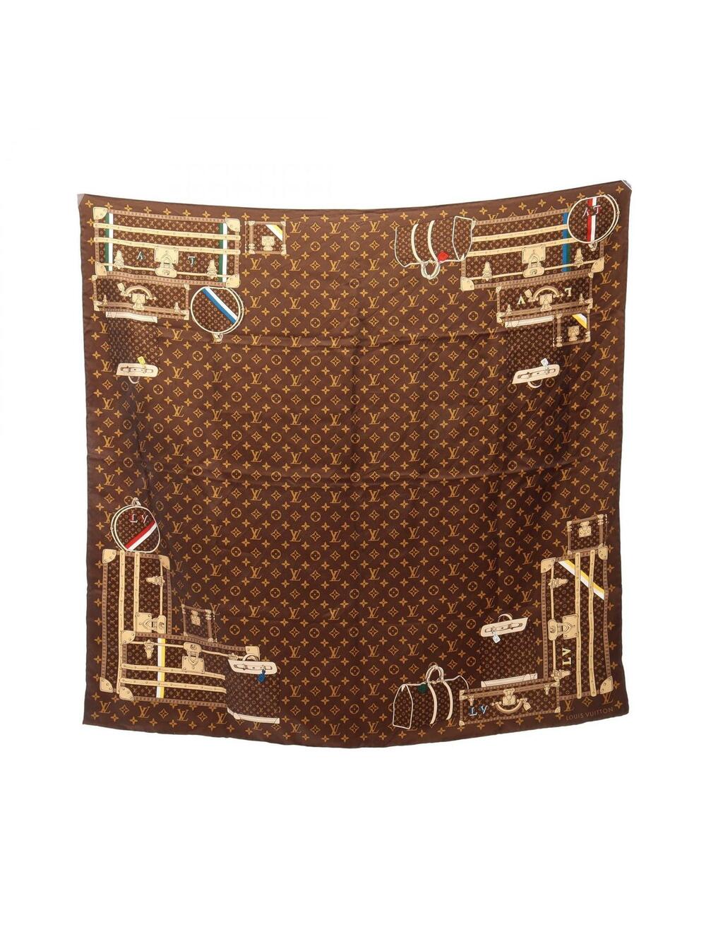 Louis Vuitton Carre Trunks Marron Scarf #342313L35B